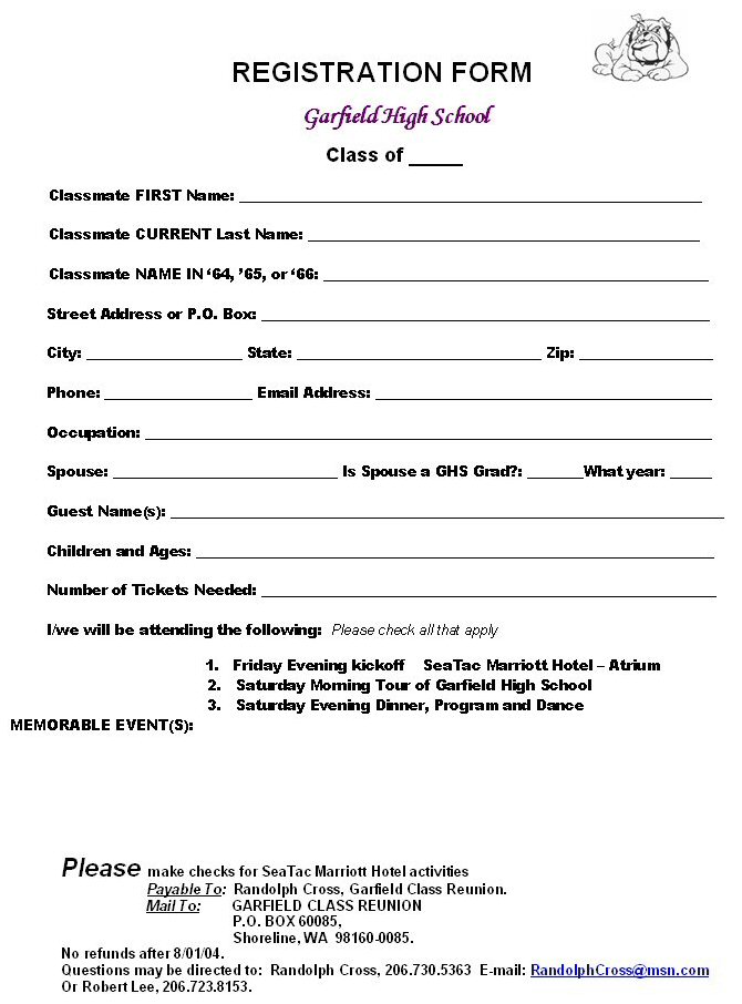 Reunion RSVP form