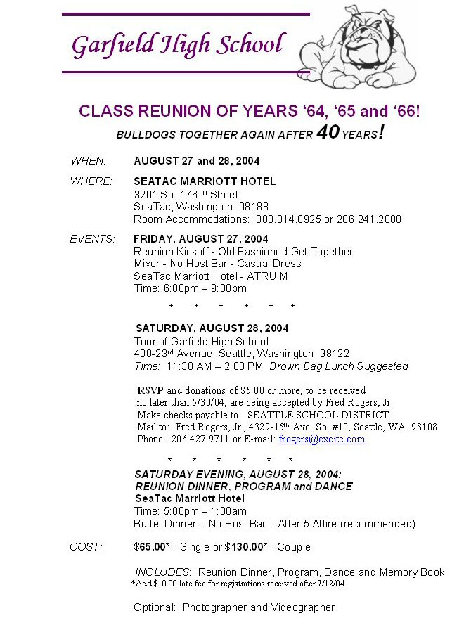 Reunion schedule